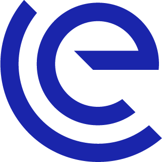 Blå E logo